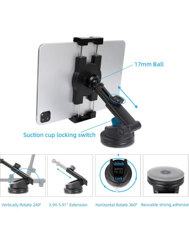 Soporte Universal para Tableta de Coche Xik TS-17 - Montaje 2-en-1