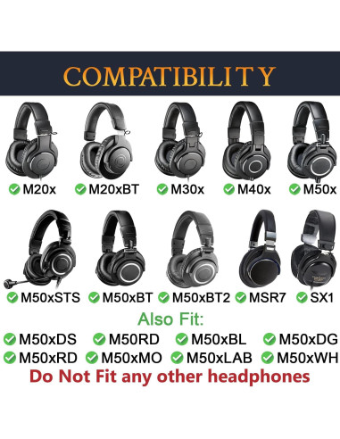 Almohadillas de Reemplazo SOULWIT para Auriculares Audio Technica M50X