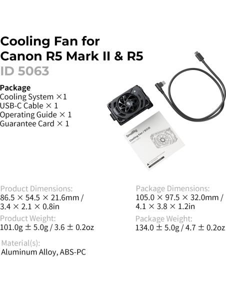 Ventilador de Enfriamiento SMALLRIG 5063 para Canon R5/R50 y Sony
