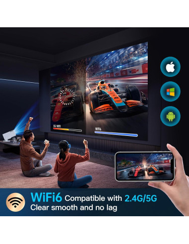 Proyector Mini HIPPUS Full HD 1080P WiFi 6 y Bluetooth