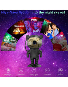 Proyector de Estrellas Hiya-Naya Astronauta 360 Luz Nocturna 2