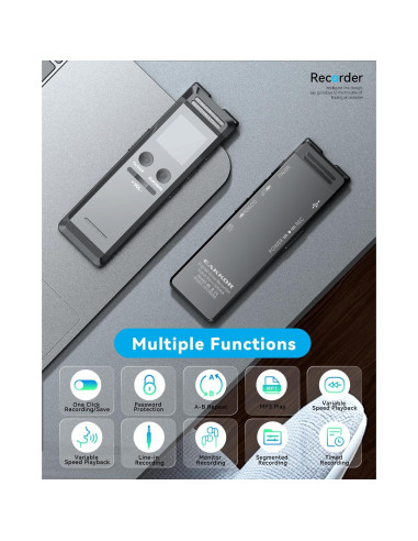 Grabadora de Voz EAKKOR 96GB con Cancelación de Ruido