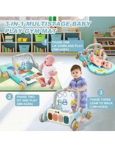Alfombra de Juego para Bebés - Piano Musical Azul 3 en 1 2