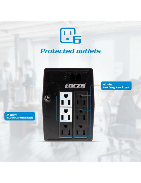 Forza UPS 1000VA Protector Sobretensiones 6 Salidas