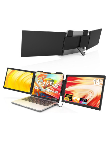 Extensor de Pantalla Triple HotYeah 14'' FHD USB-C Plug & Play