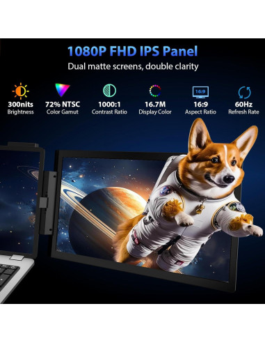 Extensor de Pantalla Triple HotYeah 14'' FHD USB-C Plug & Play