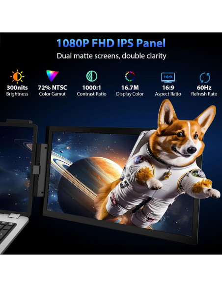 Extensor de Pantalla Triple HotYeah 14'' FHD USB-C Plug & Play