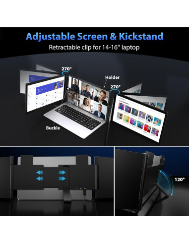 Extensor de Pantalla Triple HotYeah 14'' FHD USB-C Plug & Play