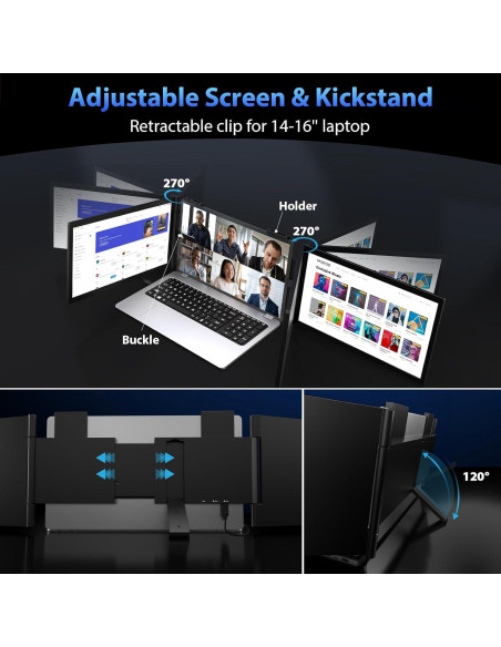 Extensor de Pantalla Triple HotYeah 14'' FHD USB-C Plug & Play