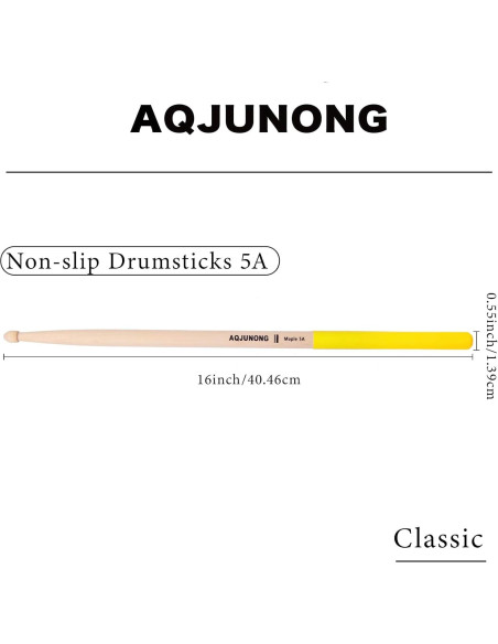 Baquetas 5A de Madera de Arce Antideslizantes - 12 Pares