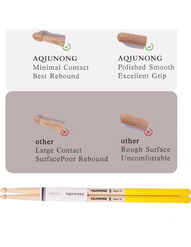 Baquetas 5A de Madera de Arce Antideslizantes - 12 Pares