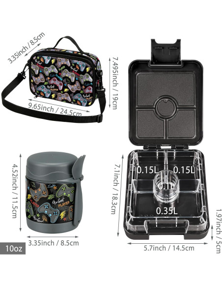 Juego de Caja de Almuerzo Bento Howeemo con Termo 300ml