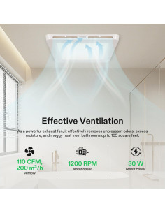 Extractor de Baño VIVOSUN con Luz LED 110 CFM Ultra Silencioso 2