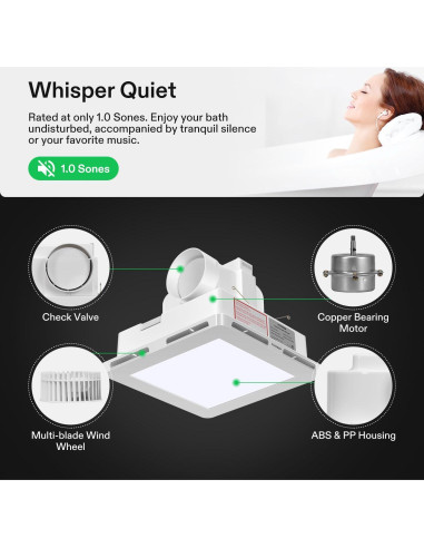 Extractor de Baño VIVOSUN con Luz LED 110 CFM Ultra Silencioso