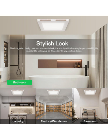 Extractor de Baño VIVOSUN con Luz LED 110 CFM Ultra Silencioso