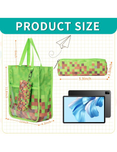 Bolsas Tote para Niños Lindas con Estuche para Lápices Verde 2
