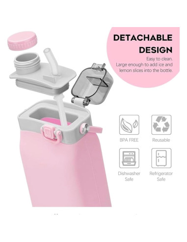 Botella de Agua Plegable SmartstickX 591 ml Rosa Silicona