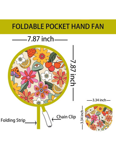 Paquete de 4 Ventiladores de Mano SUJJY Retro Plegables Coloridos