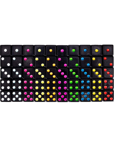 Paquete de 50 Dados D6 Estándar 16mm Negro para Juegos