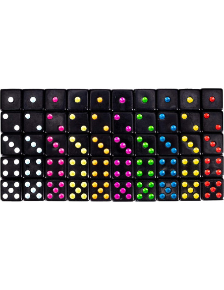 Paquete de 50 Dados D6 Estándar 16mm Negro para Juegos
