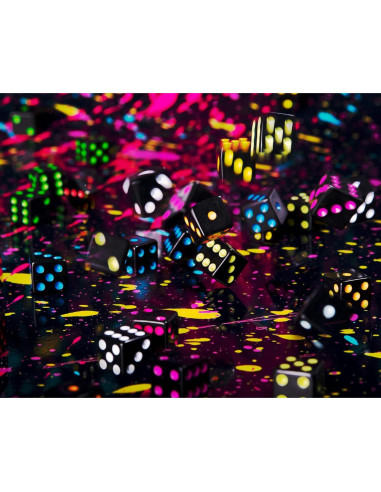 Paquete de 50 Dados D6 Estándar 16mm Negro para Juegos