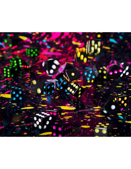 Paquete de 50 Dados D6 Estándar 16mm Negro para Juegos