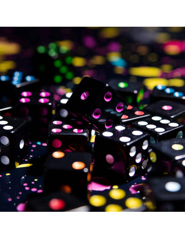 Paquete de 50 Dados D6 Estándar 16mm Negro para Juegos
