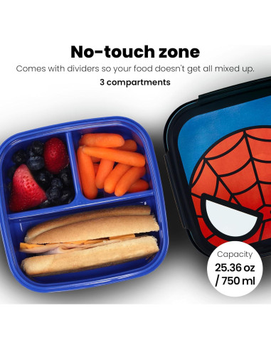 Caja de Almuerzo Yoobi Spider-Man 3 Compartimentos 2.56L