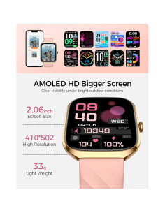 Reloj Inteligente EGQINR P103 Rosa AMOLED 2.06" Salud 24/7 2