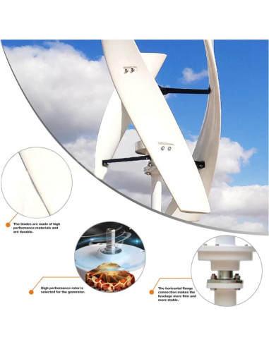 Generador Eólico ZHIHUASMTBX 12000W Vertical 48V Blanco