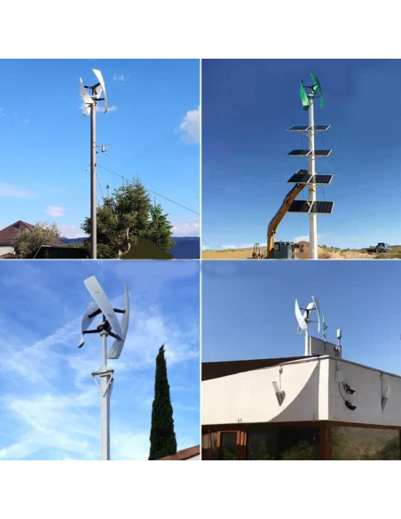 Generador Eólico ZHIHUASMTBX 12000W Vertical 48V Blanco