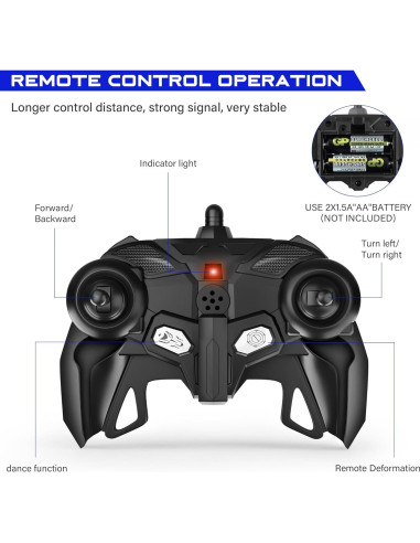 Coche RC Transformador KKONES 360 Luz LED Azul