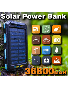 Banco de Energía Solar 36800mAh Coolstar Carga Rápida IP67 2