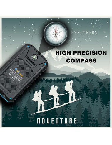 Banco de Energía Solar 36800mAh Coolstar Carga Rápida IP67