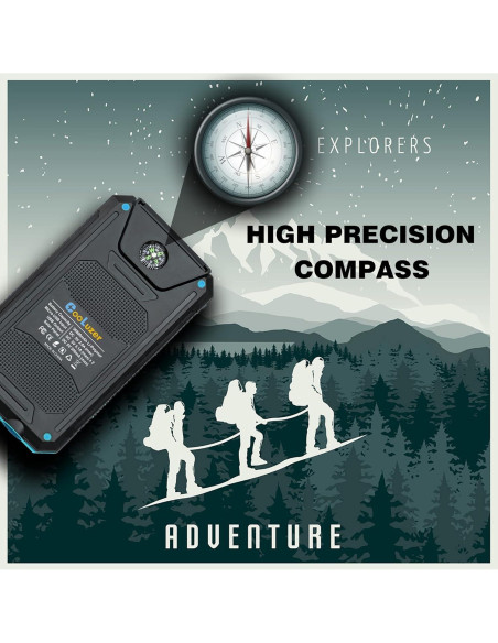 Banco de Energía Solar 36800mAh Coolstar Carga Rápida IP67