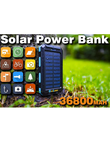 Banco de Energía Solar 36800mAh Coolstar Carga Rápida IP67