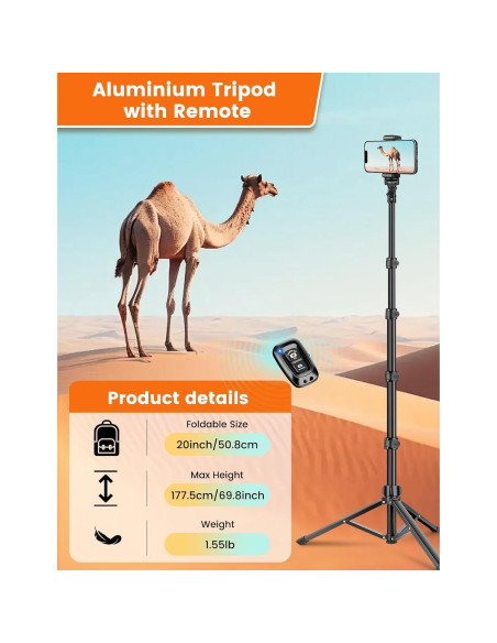 Trípode para Teléfono Victiv P18E0021 177.8 cm Ajustable