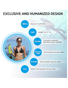 Tanque de Buceo HOUVAN H400 1.0L hasta 20 min de uso 2