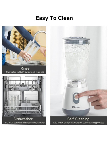 Licuadora Personal SIMPLUS 0.6L Blanca para Batidos y Smoothies