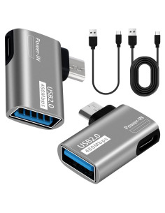 Paquete de 2 Adaptadores OTG Micro USB 90 para Fire TV