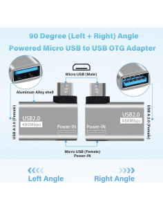 Paquete de 2 Adaptadores OTG Micro USB 90 para Fire TV 2