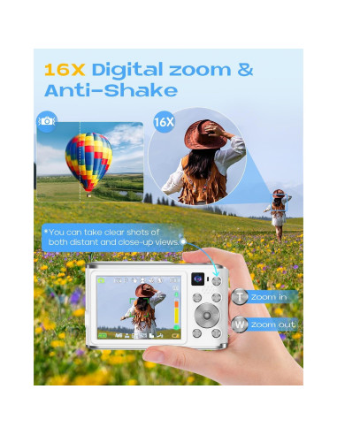 Cámara Digital HICSHON DC306 4K 48MP Dual Frontal y Trasera