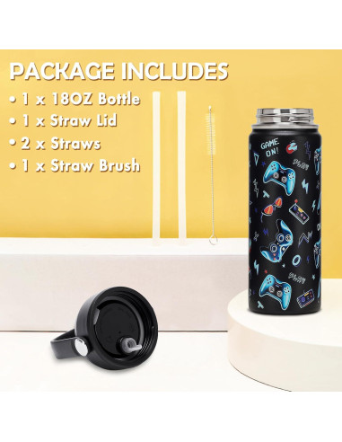 Botella de Agua Aislada ACESAK 530ml con Tapa de Popote