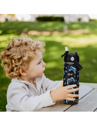 Botella de Agua Aislada ACESAK 530ml con Tapa de Popote