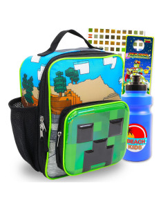 Caja de Almuerzo Minecraft con Botella de Agua y Stickers