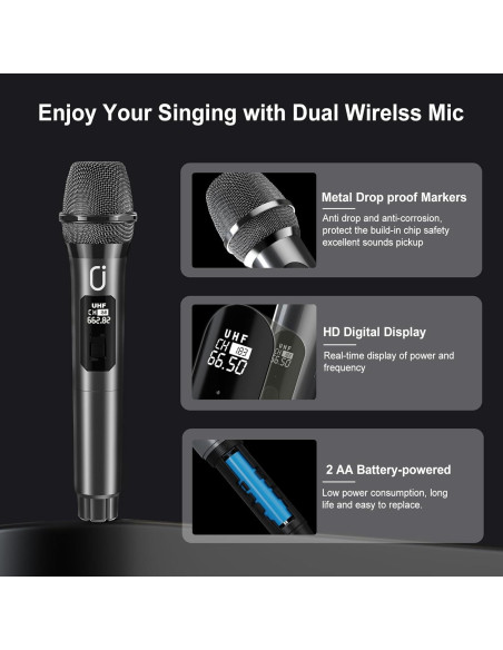 Máquina de Karaoke D20T con Altavoz Bluetooth y 2 Micrófonos