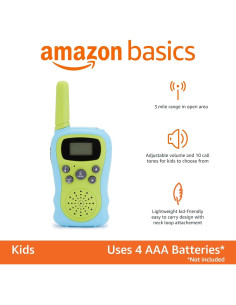 Conjunto de Walkie Talkies Amazon Basics para Niños, Verde y Azul 2