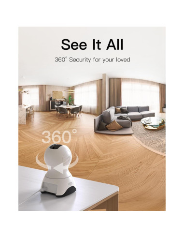 Cámara VIMTAG 2.5K 4MP WiFi 360 para Seguridad Interior