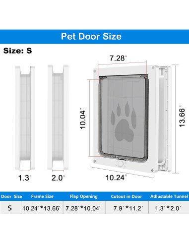 Puerta para Mascotas CEESC Pequeña Blanca a Prueba de Clima