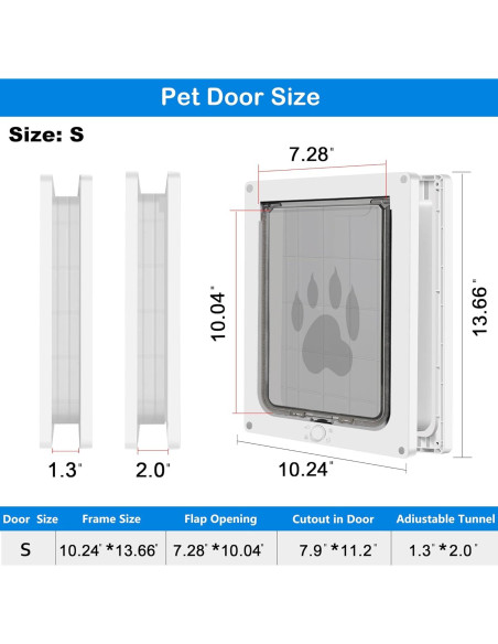 Puerta para Mascotas CEESC Pequeña Blanca a Prueba de Clima